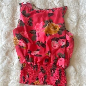 Floral Pink Sleeveless Top